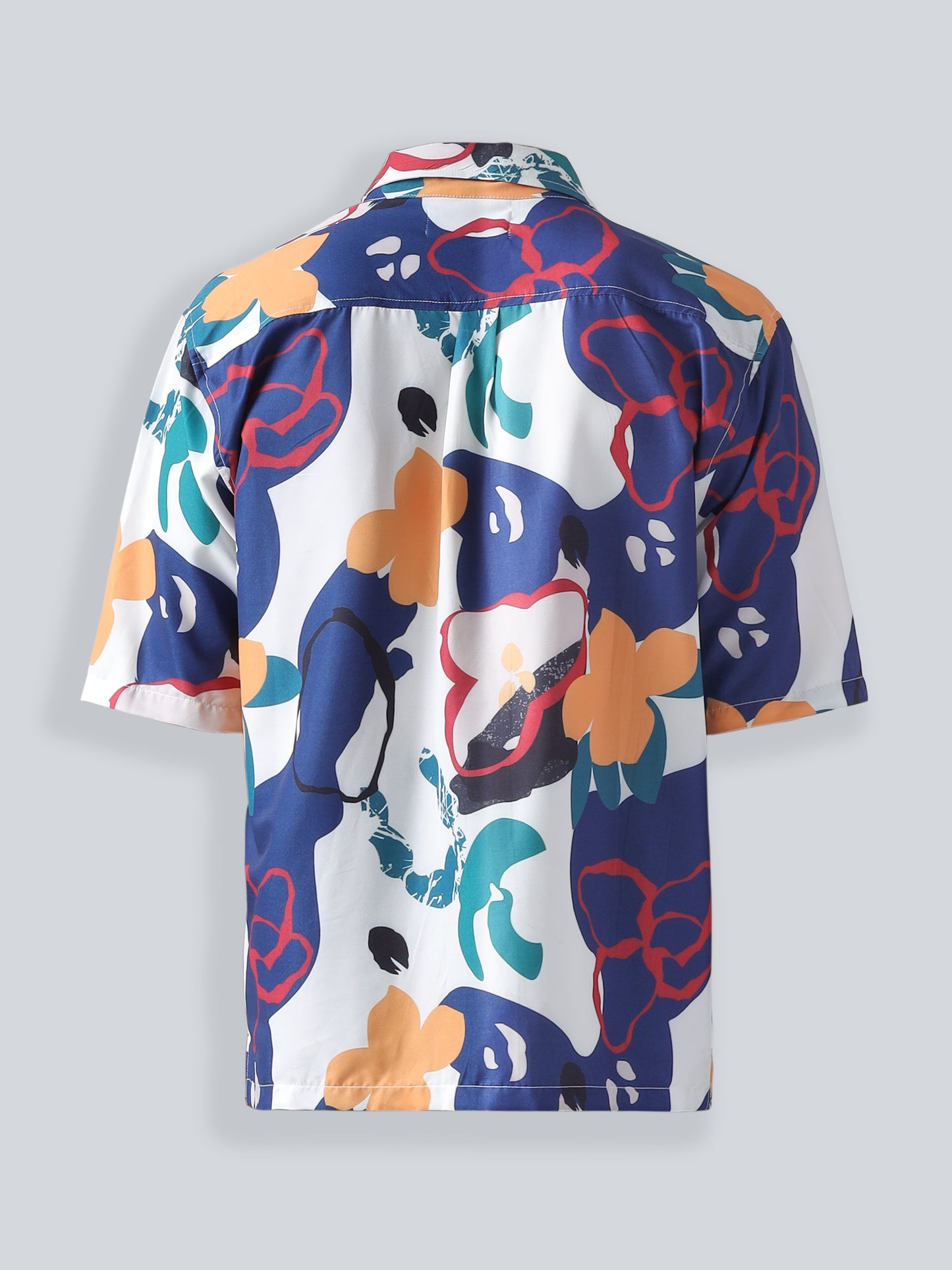 F&B Men's Polyester Oversized Fit Cuban Collar Digital Printed Half Sleeve Shirt Multicolor